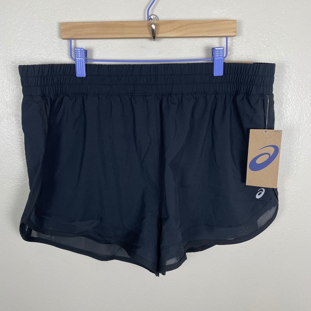 Asics Women's XL Woven Running Shorts Black Lined Mesh ASTWS5SH3105 NEW